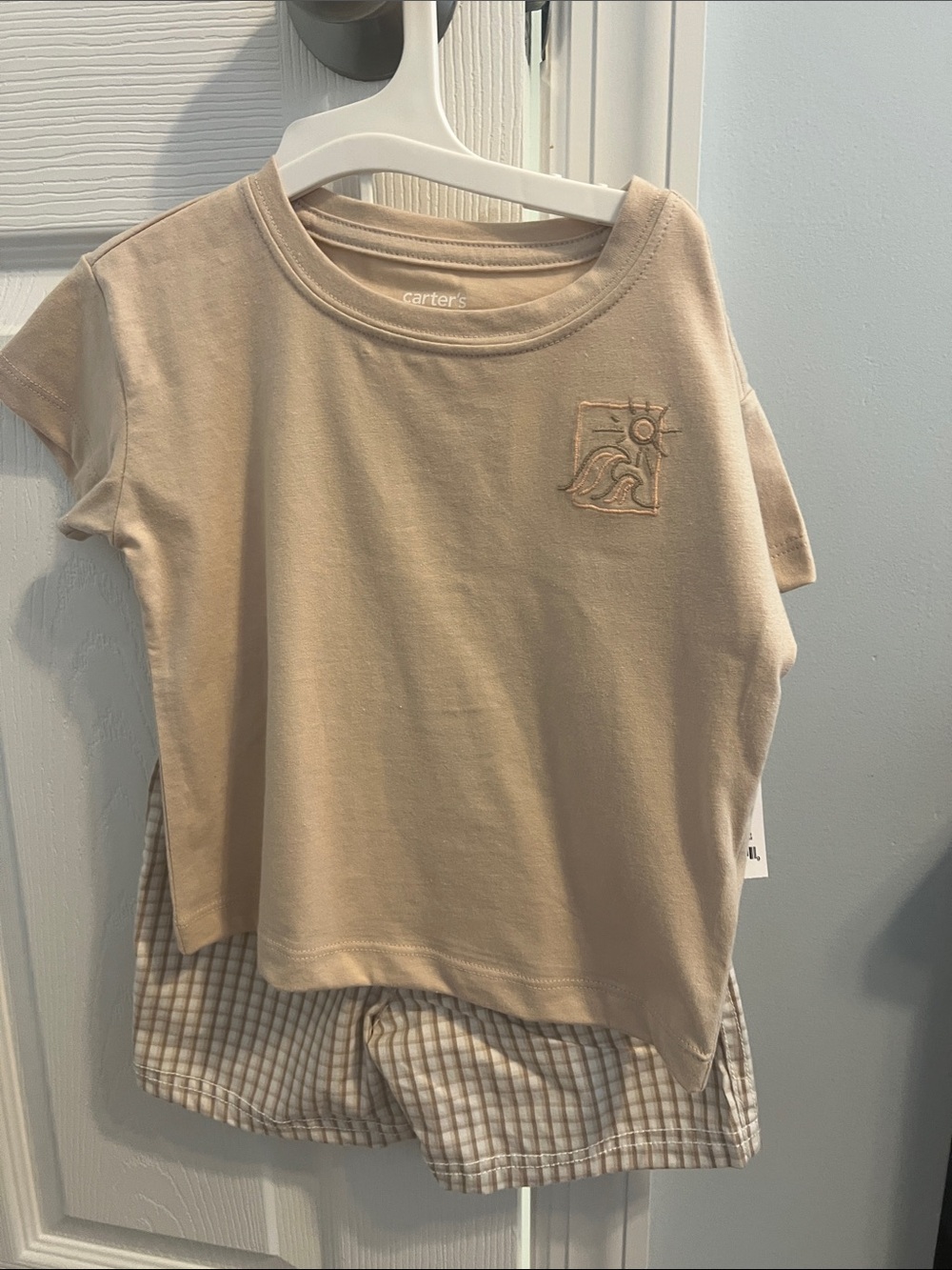 Carter's Beige Short Sleeve Tee with Sun & Wave Patch